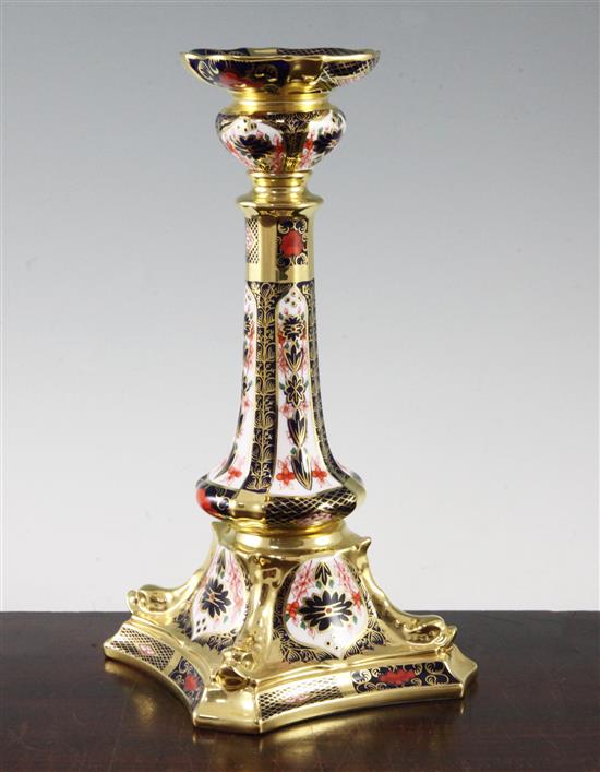 A Royal Crown Derby Imari pattern 1128 candlestick, date code XLIX, 27cm